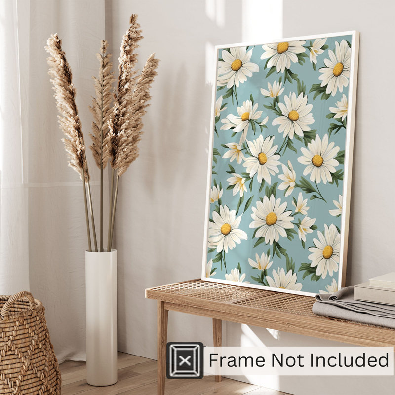 Floral Daisy Flowers, impression d'art moderne sans cadre, H 14 po x l 11 po