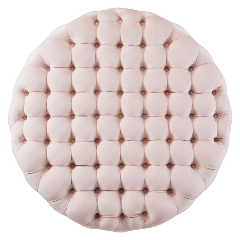 Grand repose-pieds rond en velours Performance, Velours rose