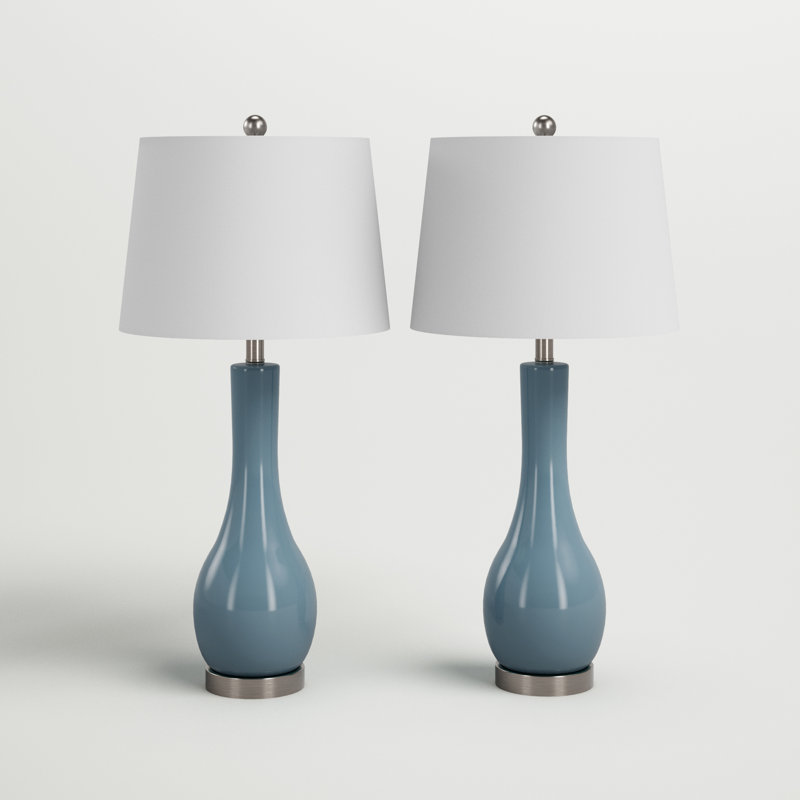 Leithgow Ceramic USB Table Lamp, Blue