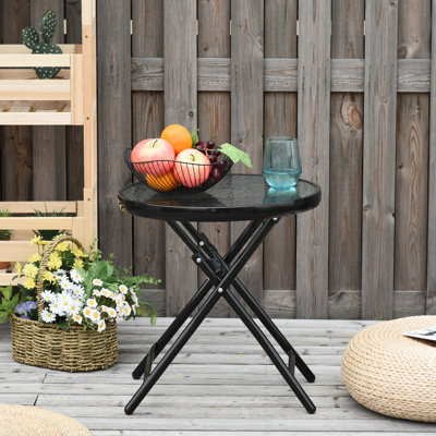 Round Metal Folding Outdoor Bistro Table , 17.75'' in. W 17.75'' in. D