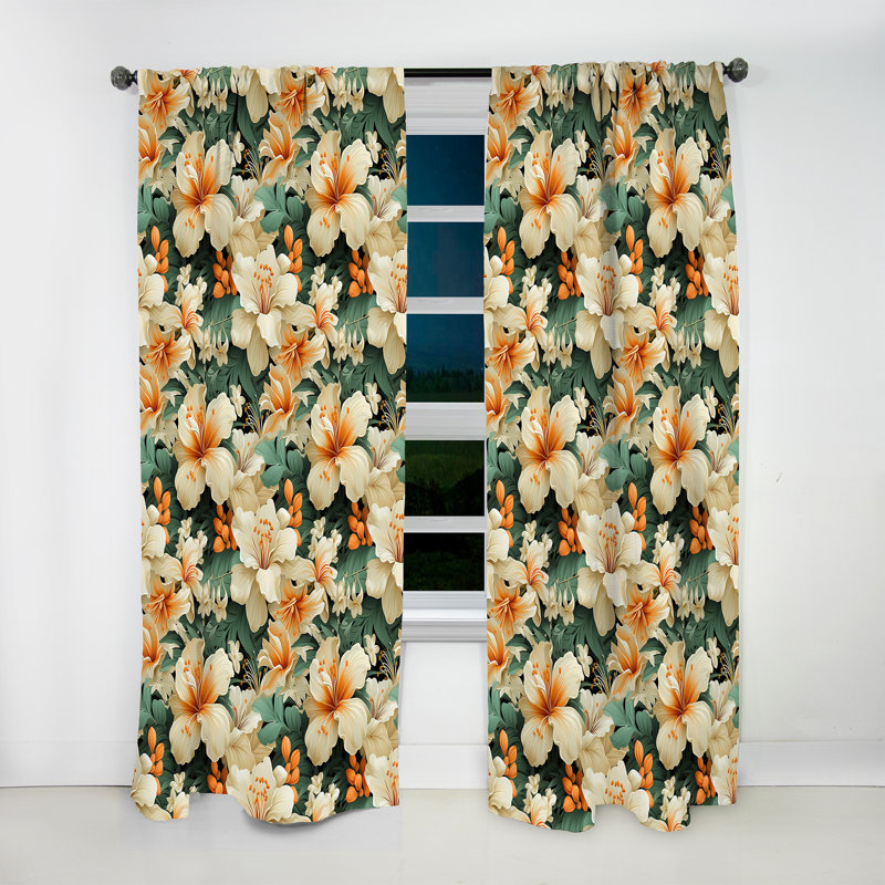 Mangue Bloom - motif tropical IV - Rideau tropical - Velours obscurcissant - 1 panneau, L 52 po x L 108 po