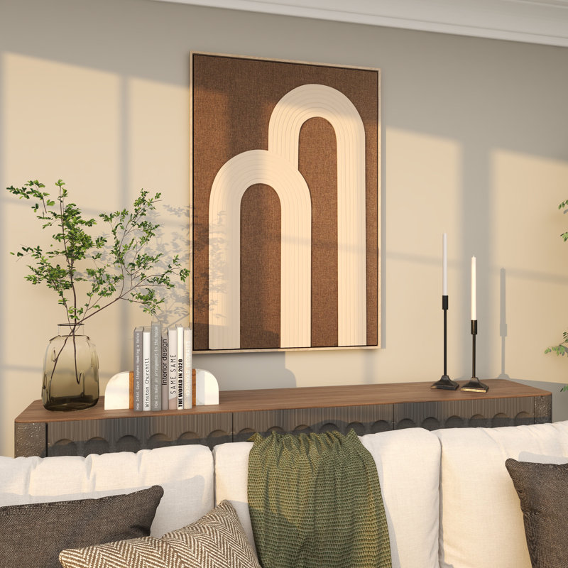 The Novogratz Polyester Geometric Living Room Framed Wall Art with Tan Layered Arches