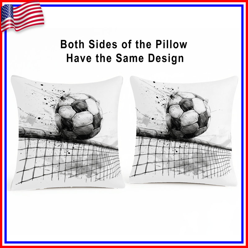 Coussin de soccer, coussins décoratifs double face, 20 po x 20 po