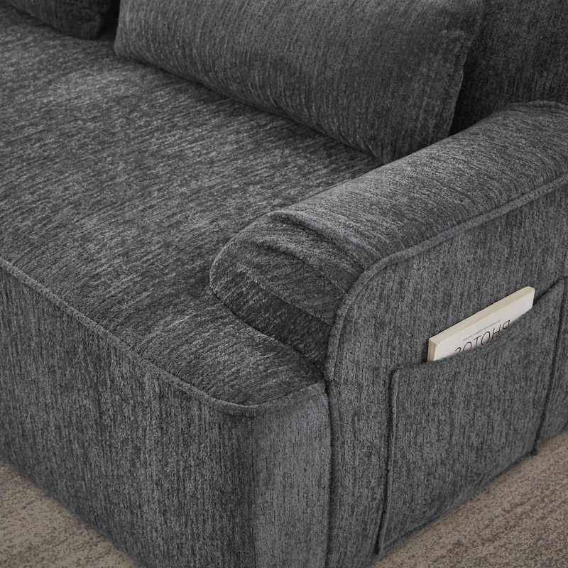 Chenille L-Shape Luxury Sectional Oversized Sofa,Mnimalist Design,Comfy Sleeper Couch for Living Room,Apartment&Reception Spaces,No Assembly Required