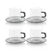 6.4 oz Espresso Cups Demitasse Clear Glass Espresso Drinkware Demitasse  Cups Espresso Cups with Saucers Set