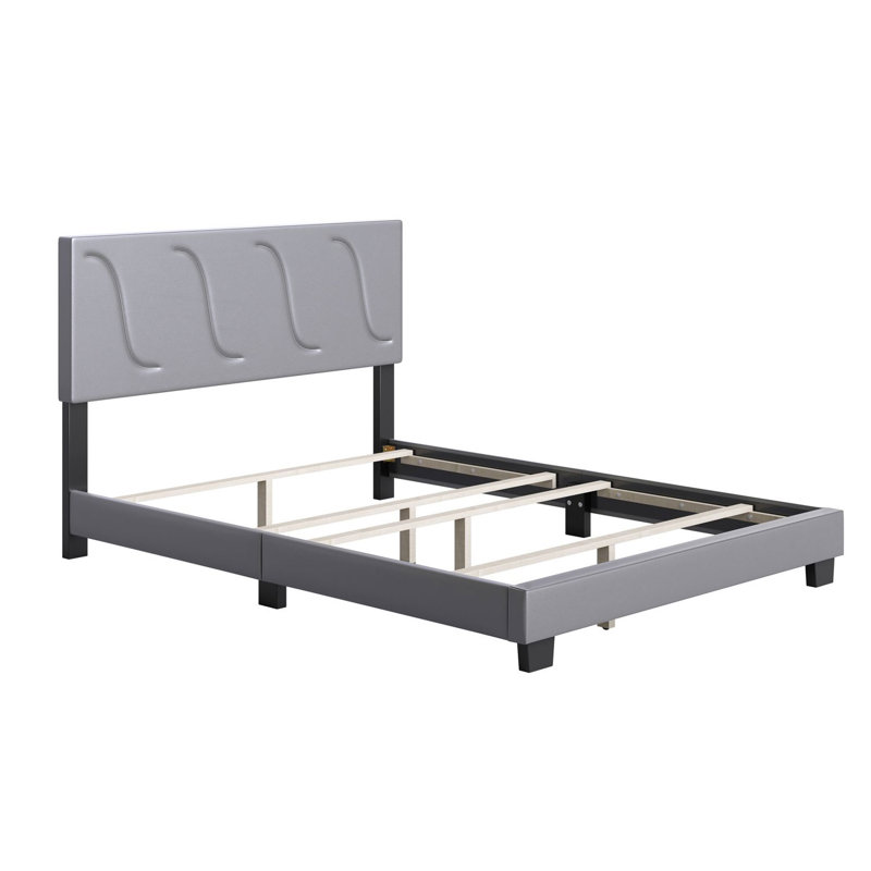 Upholstered Standard Bed, Black, Queen