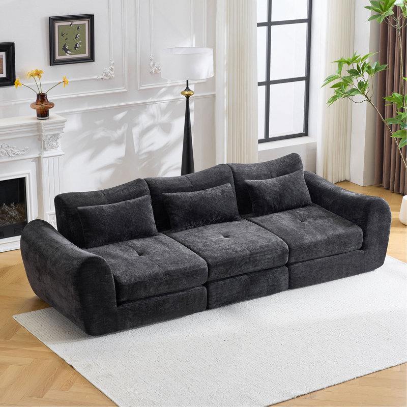 Canapé-lit modulaire convertible pliant avec sièges modulaires Cloud, Noir
