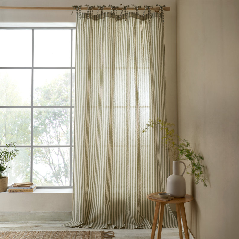 Cotton Blend Semi Sheer Single Curtain Panel, 140x183cm, Green