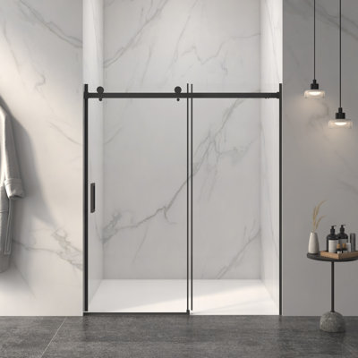 56-60"W X 72"H Frameless Sliding Shower Door,5/16" (8Mm) Thick SGCC Tempered Clear Glass,Double Side Easy Clean