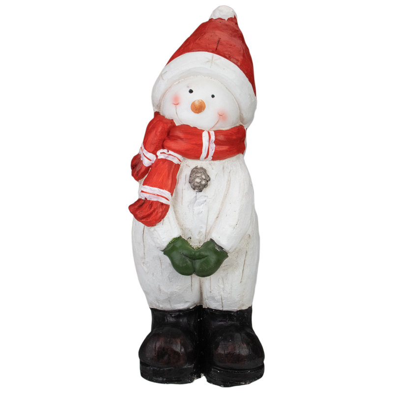 Décoration de table de Noël 17 po blanche et rouge bonhomme de neige