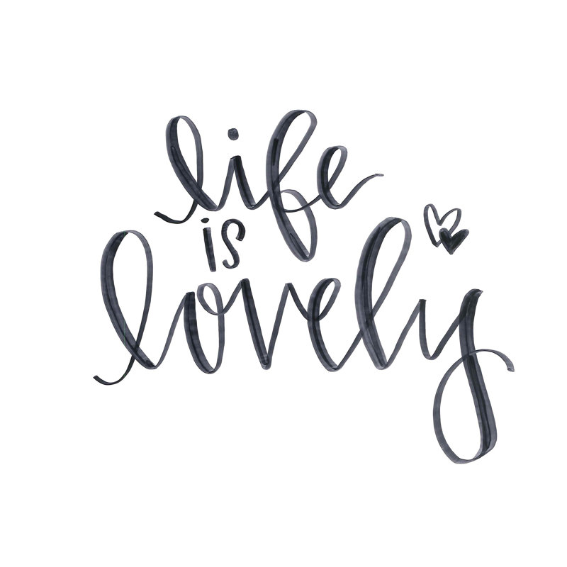 Life Is Lovely Script - Wrapped Canvas Art Prints, 51cm H x 76cm W