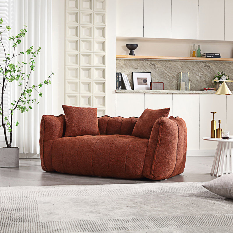 Boneless Sofas Chenille Sofa, Bean Bag, Red
