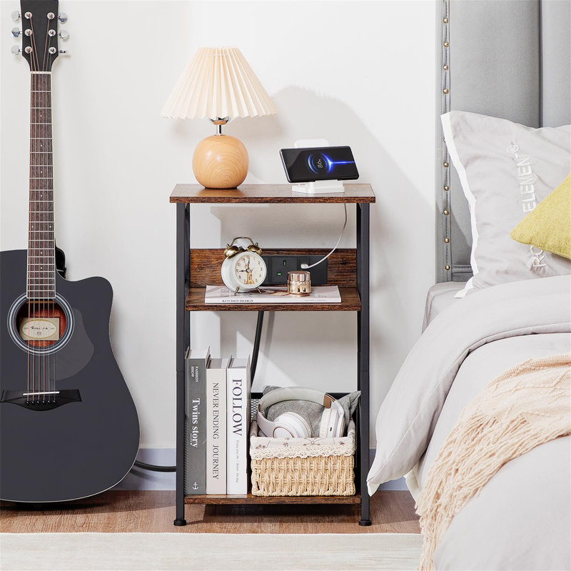 Record Player Stand With Charging Station, 65cm H x 40cm W x 29cm D