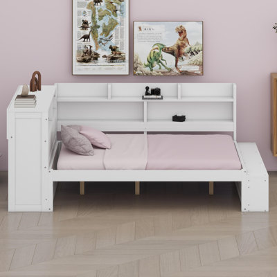 Lit de jour multifonctionnel avec armoires de rangement intégrées et ports de chargement USB