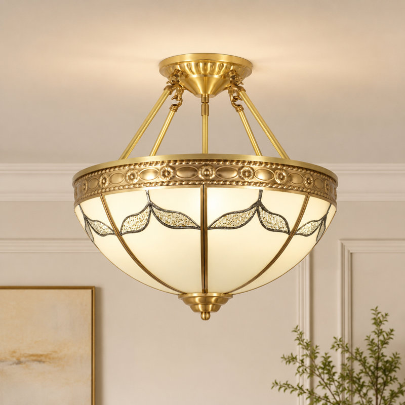 Lustre semi-encastré à 4 lumières de style moderne Mid-Century