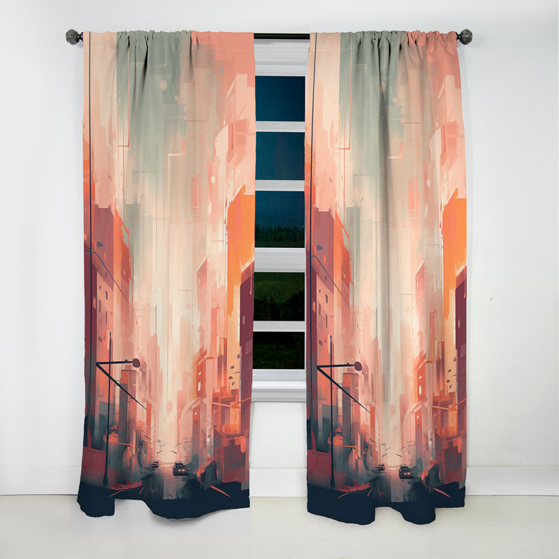 Theroux - City Curtain - Blackout Abstract Curtain - 1 Panels, L 52 po x L 84 po