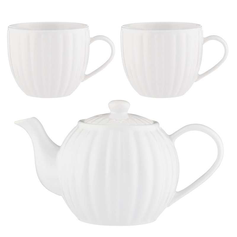 Duckegg Teapot & Mugs, White