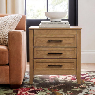 Giordana Wood 3-Drawer Nightstand with Charging Station