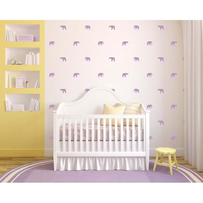 Décalcomanie murale motif éléphant, H 2,5 po x l 4 po x P 0,01 po, Lilas