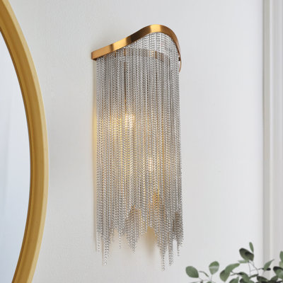Achai 2- Light Iron Metal Gold Bedroom Flush Mounted Wall Sconce UL Certified