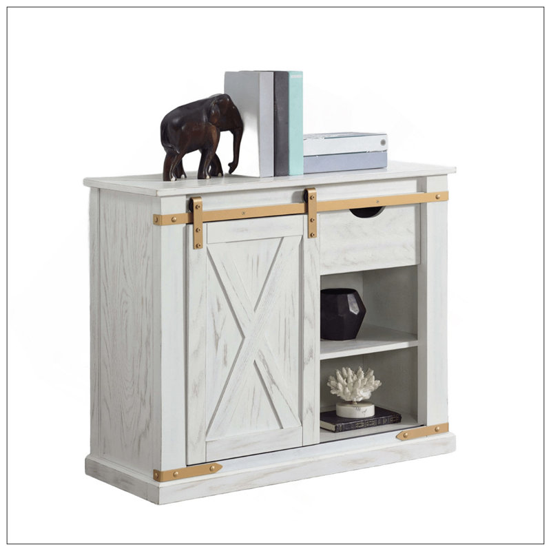 Rustic Style Antique White 1Pc Sofa Table Living Room Side Table W Drawers Barnyard Design