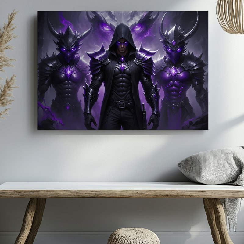 Toile, scène d'atmosphère sombre avec une figure centrale dans un art mural, H 9 po x l 12 po