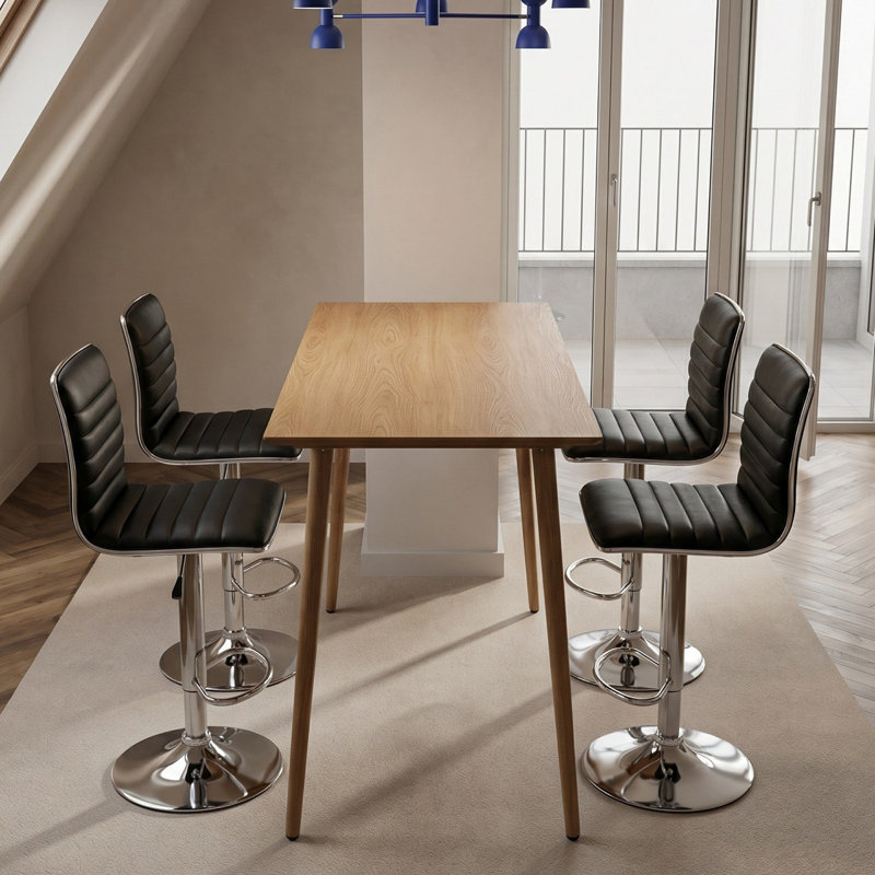 Armendariz Metal Base Dining Table, Oak