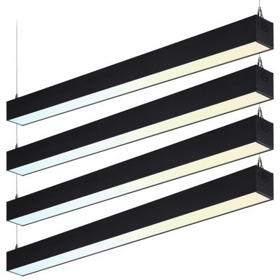 Luminaires suspendus linéaires architecturaux à DEL LinearLux de 120 cm (4 pi), boîtier en aluminium durable, argent, paquet de 4