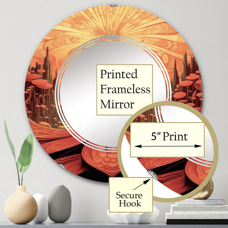 Villeta - Miroir mural moderne rond, 24 po x 24 po