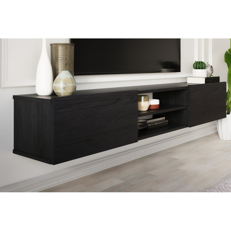 Sculley V2 71" Adjustable Shelf  Floating Tv Stand Entertainment Media Console, Matte Black