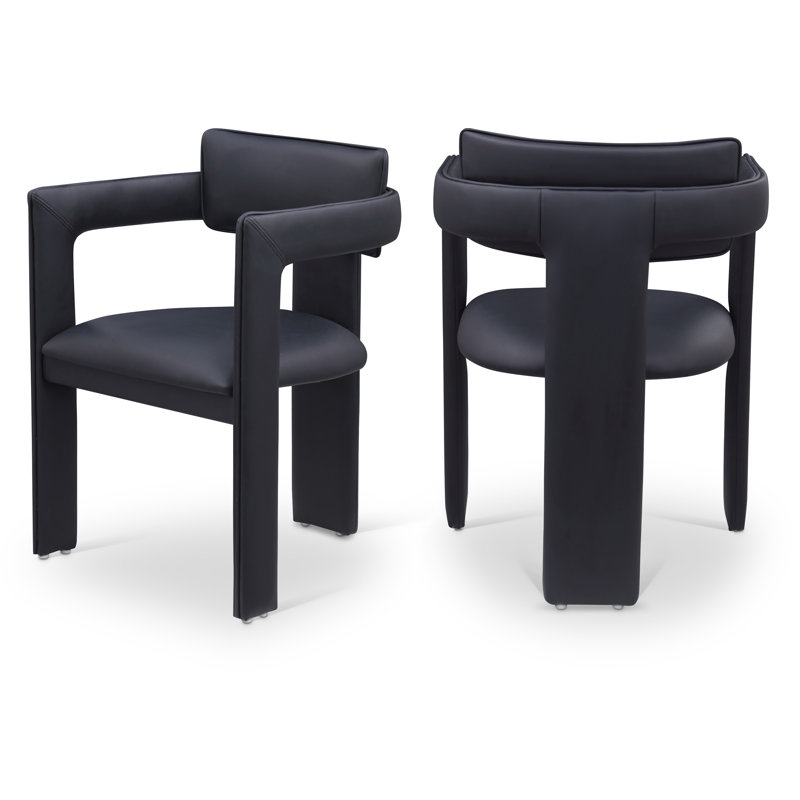 Exilda Vegan Leather Dining Chair, Black Vegan Leather