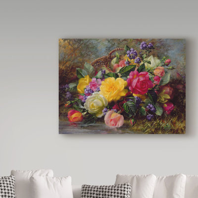 " Roses By A Pond On A Grassy Bank "