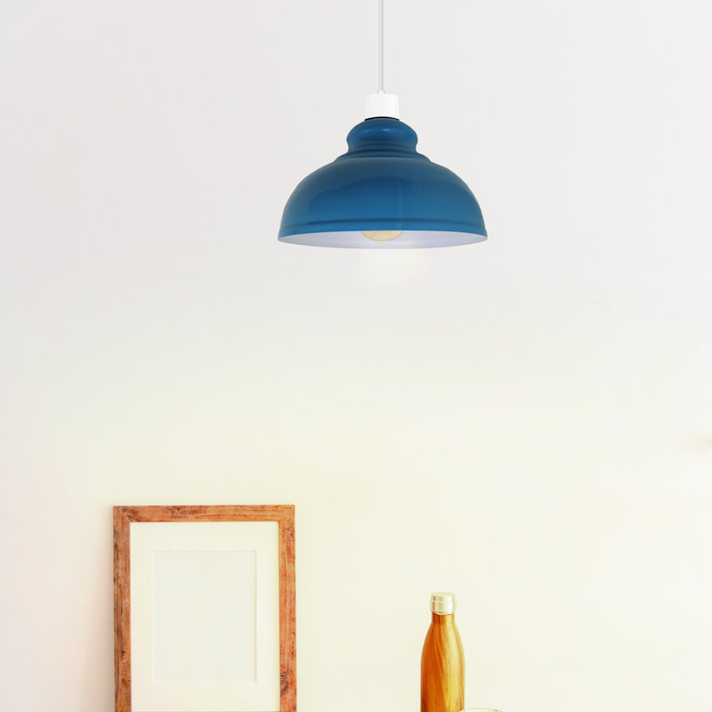 17cm H Metal Dome Lamp Shade, Blue
