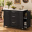 Îlot de cuisine Kavrell 50,7 po avec abattant, chariot de cuisine roulant avec armoire à poubelle inclinable, organisateur coulissant à 2 niveaux, 2 tiroirs, armoire de rangement et roues verrouillables-703975098