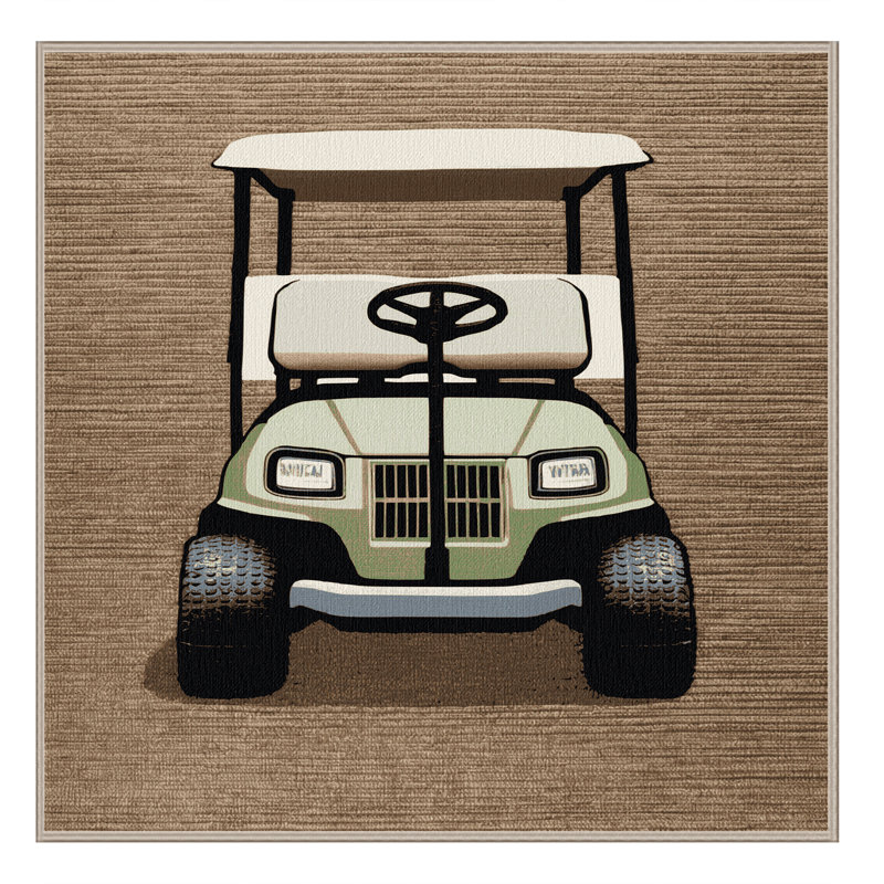 Machine Washable Transportation Beige Area Rug, Square 4'