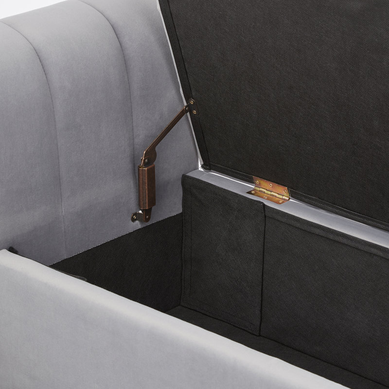 Thierry 121cm Wide Velvet Tufted Rectangle Solid Colour Ottoman with Storage, Grey