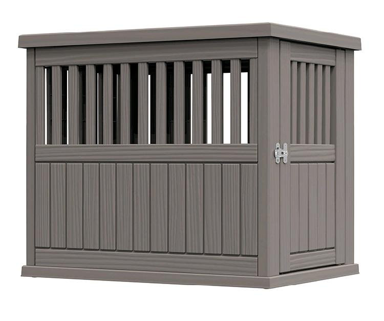 Chenil pour chien en résine légère, barrière verrouillable, visualisation et circulation d'air optimales, cage et table d'appoint pour animaux de compagnie, installation facile et utilisation robuste