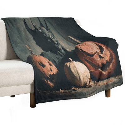 Jeté d'Halloween citrouille diable en flanelle de luxe, couverture douce et chaude pour le canapé-lit du salon