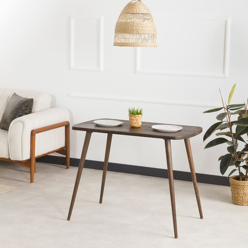 Table de salle à manger Mid-Century moderne en bois de bouleau massif avec pieds fuselés