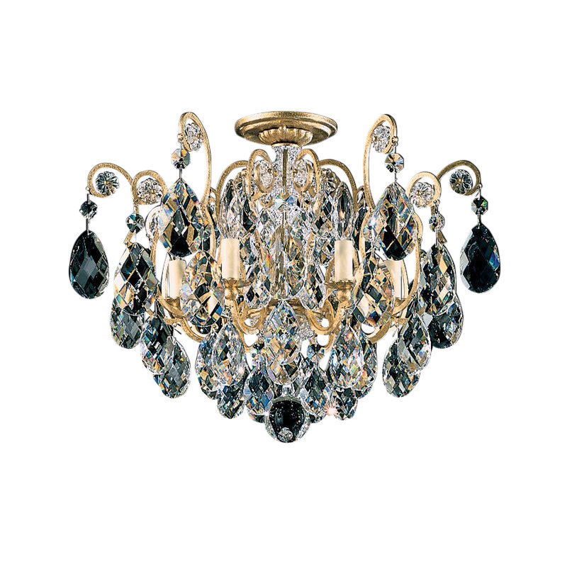 Renaissance 6 - Light Semi Flush Mount, French Gold, Handcut Clear