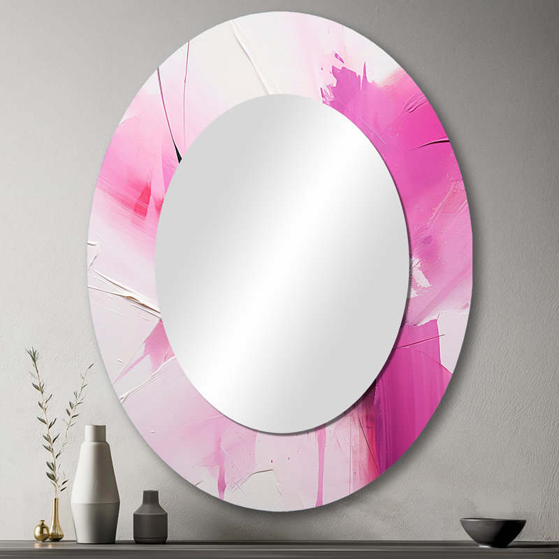 Or et mauve abstrait Fusion III - miroir mural ovale traditionnel, 43 po x 33 po