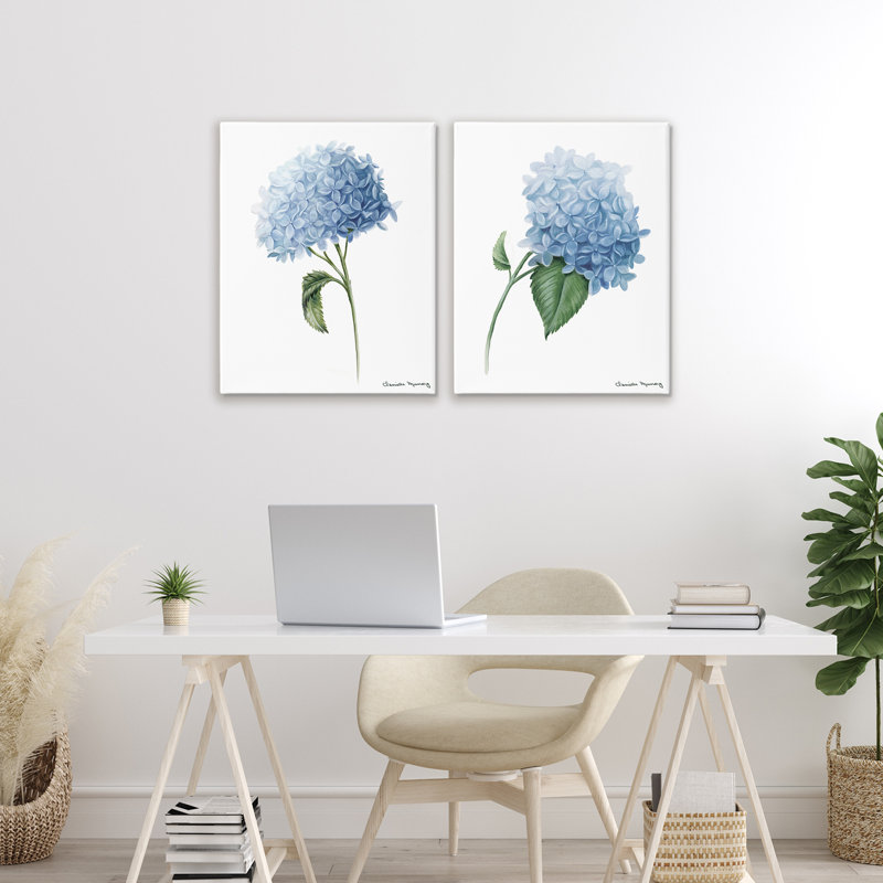 «In Bloom Hydrangeas», ensemble de 2 toiles, par Danielle Murray, H 20 po x l 16 po