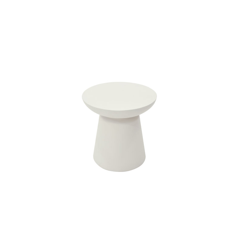 Table d'appoint ronde en béton 20 po Elementi Home Kylix pour l'intérieur et l'extérieur, Blanc, crème