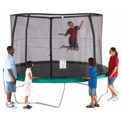 Filet de sécurité SkyBound pour trampoline, convient à un cadre rond de 14 pi, utilise 4 poteaux de clôture et un anneau de style supérieur
