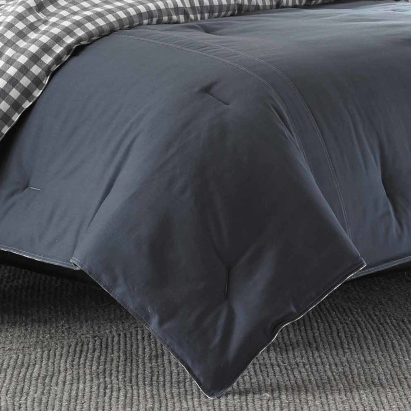 Portage Lewis Cotton Reversible Comforter Set , Twin Comforter + 1 Standard Sham, Gray