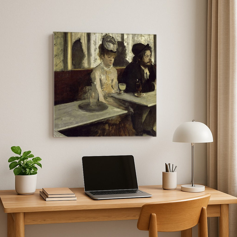 L'Absinthe (1876) — Tableau mural carré en métal, 8" H x 8" W