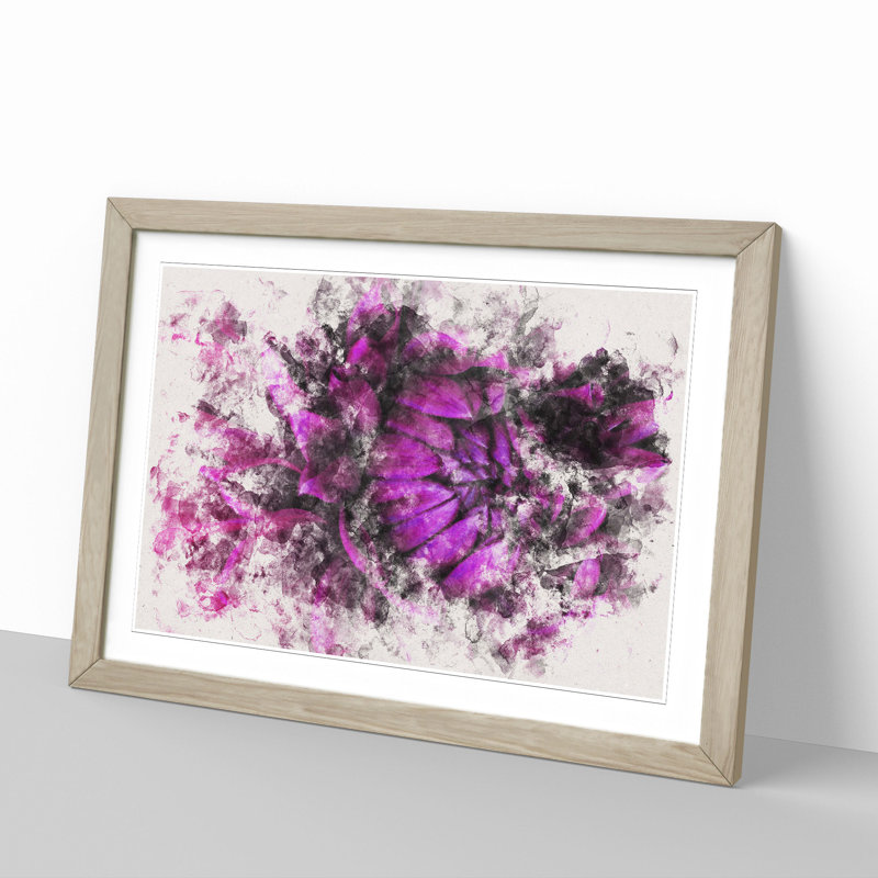Purple Flower Vol.1 - Single Picture Frame Print on Wood, Oak Framed, 48cm H x 65cm W x 2cm D