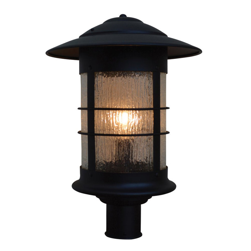 Tête de lanterne d'extérieur 1 lumière Newport, Mission brun, H 20 po x l 13,75 po x P 13,75 po, Blanc cassé