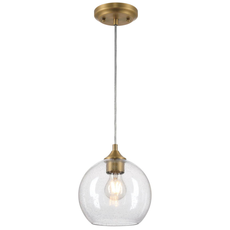 Mini-luminaire suspendu d'intérieur avec verre transparent Tatze, Laiton brossé