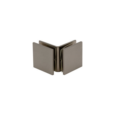 FHC CSU0F90BN Open Face Square - 90 Degree Glass Clamp for 3/8" and 1/2" Glass - Brushed Nickel